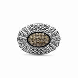 Kyoto Champagne Diamond 0.60ct Engraved Ring in Sterling Silver