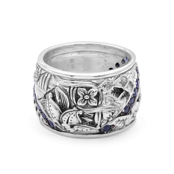 Stephen Dweck リング Garden of Stephen 18MM Round Black Vein Turquoise Ring in
