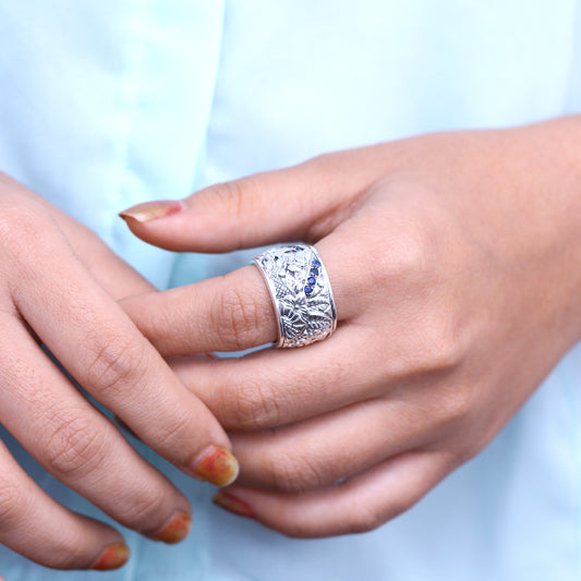 Kyoto Blue Sapphire 0.70ct Ring in Sterling Silver