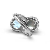 TerrAquatic Pearl And Faceted Sky Blue Topaz Ring in Sterling Silver