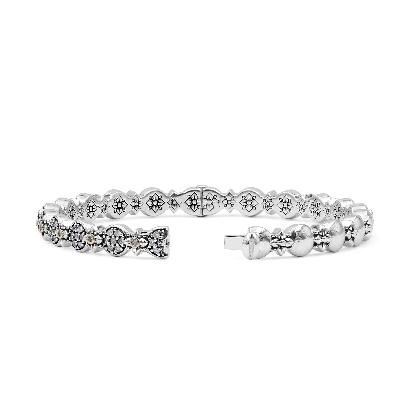 Garden Of Stephen 0.79ct White Diamond Bangle in Sterling Silver with 18K Gold
