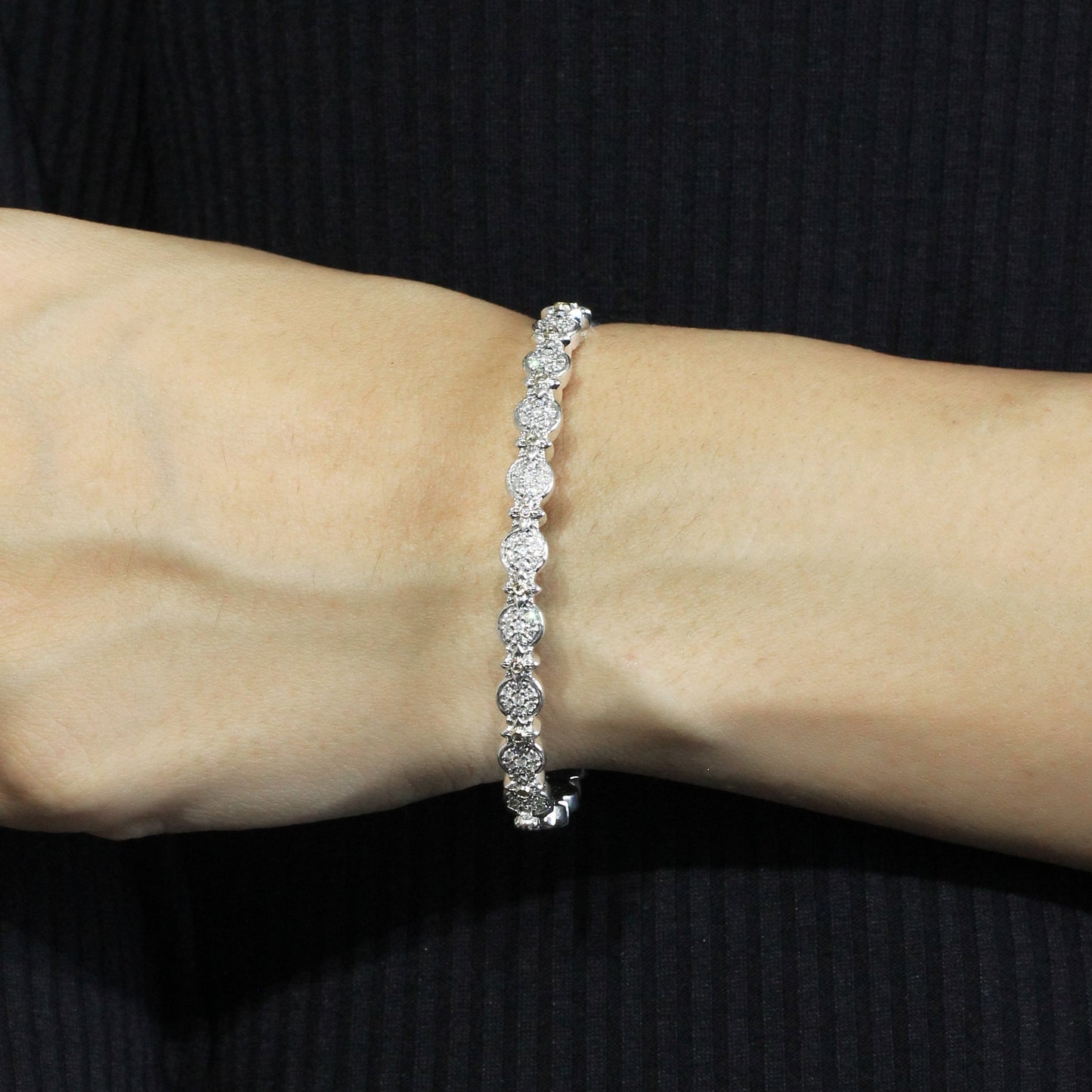 Garden Of Stephen 0.79ct White Diamond Bangle in Sterling Silver with 18K Gold