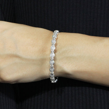 Garden Of Stephen 0.79ct White Diamond Bangle in Sterling Silver with 18K Gold