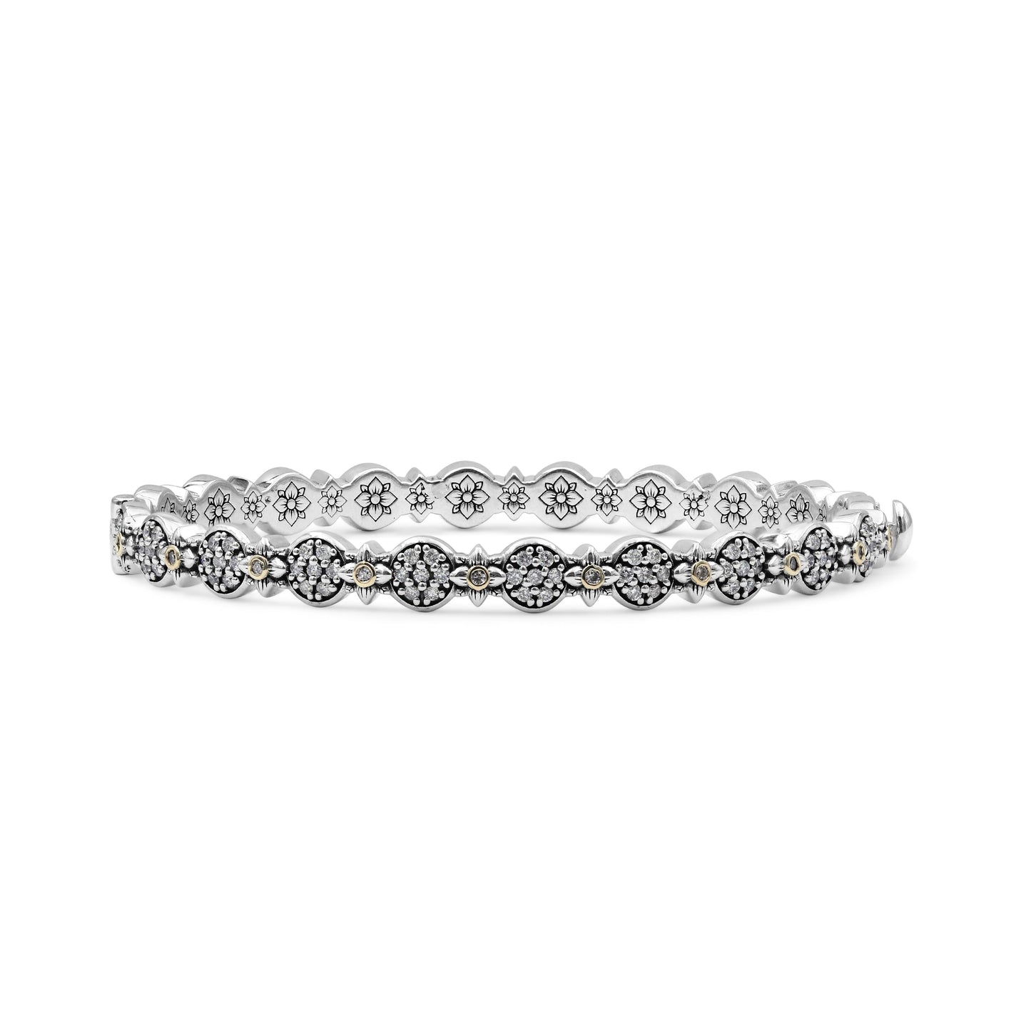 Garden Of Stephen 0.79ct White Diamond Bangle in Sterling Silver with 18K Gold