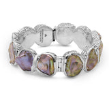 Pearlicious Large Natural Coin Pearl Open and Close Bangle in Sterling Silver