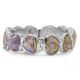 Pearlicious Large Natural Coin Pearl Open and Close Bangle in Sterling Silver
