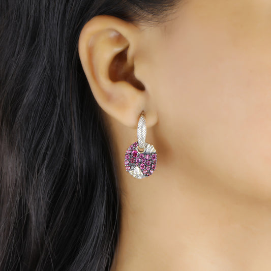Garden of Stephen Rhodolite Garnet Pave Earring in Sterling Silver