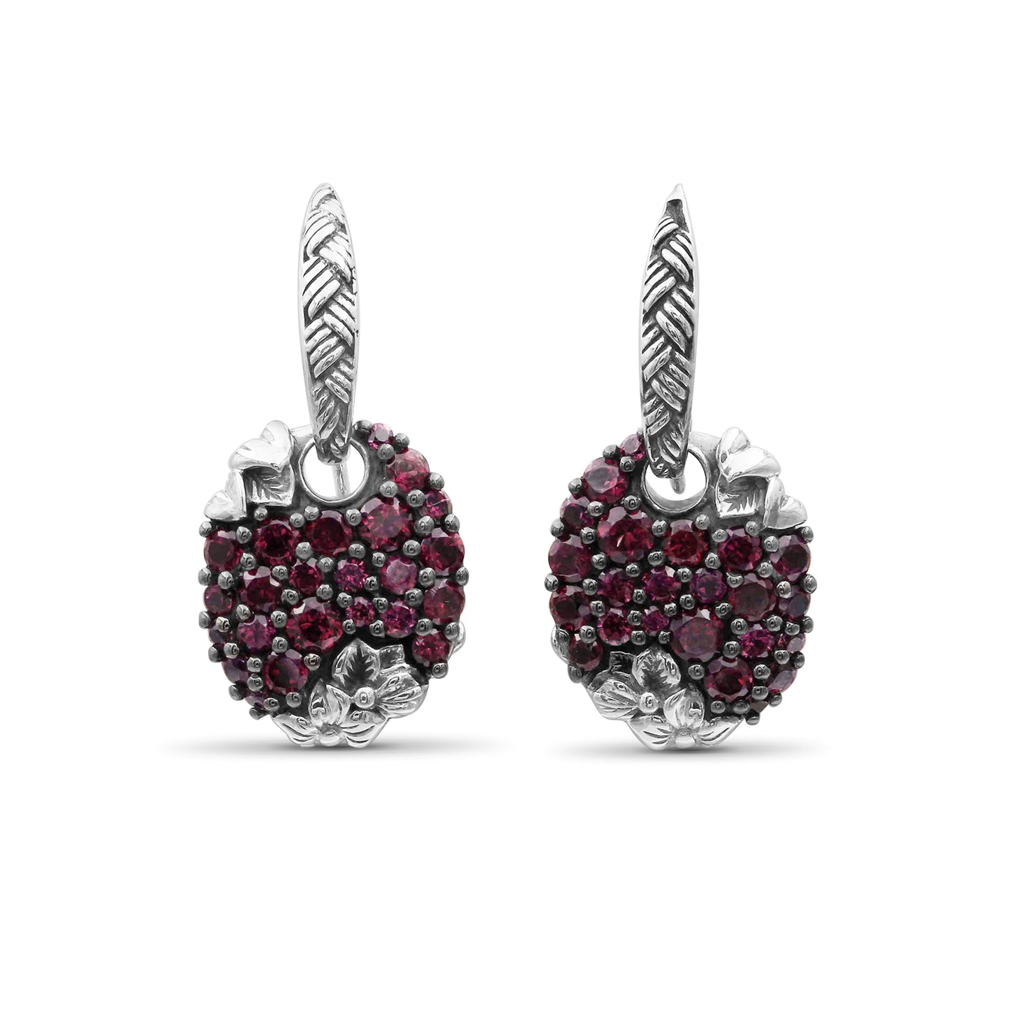 Garden of Stephen Rhodolite Garnet Pave Earring in Sterling Silver