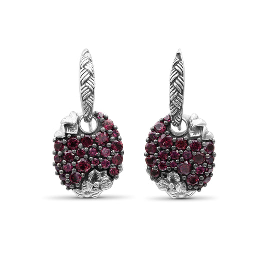 Garden of Stephen Rhodolite Garnet Pave Earring in Sterling Silver