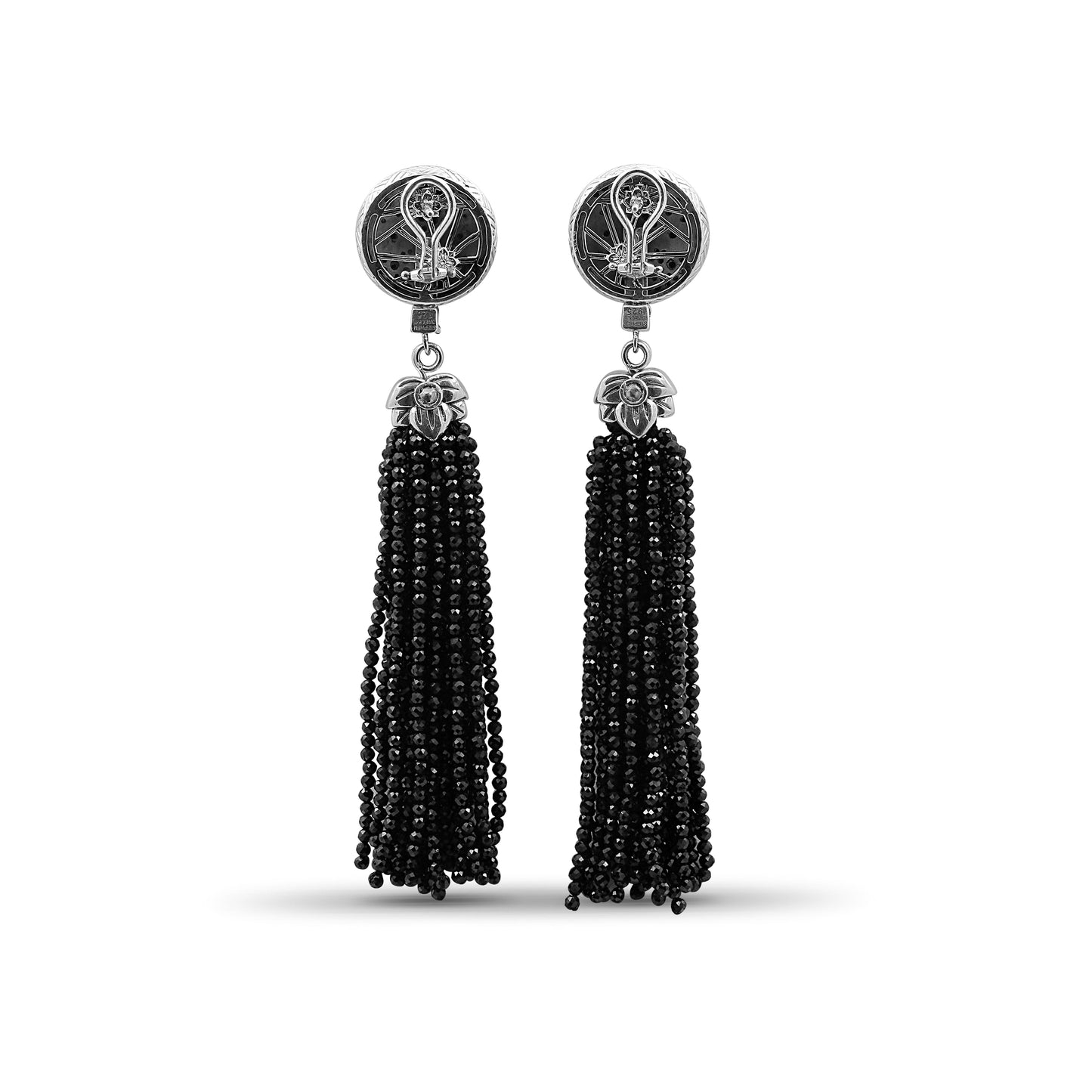 Garden of Stephen Black Spinel Tassle Earring in Sterling Silver