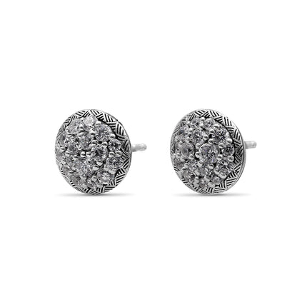 Garden Of Stephen White Diamond Stud Earring in Sterling Silver