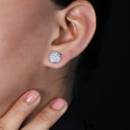 Garden Of Stephen White Diamond Stud Earring in Sterling Silver