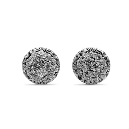 Garden Of Stephen White Diamond Stud Earring in Sterling Silver
