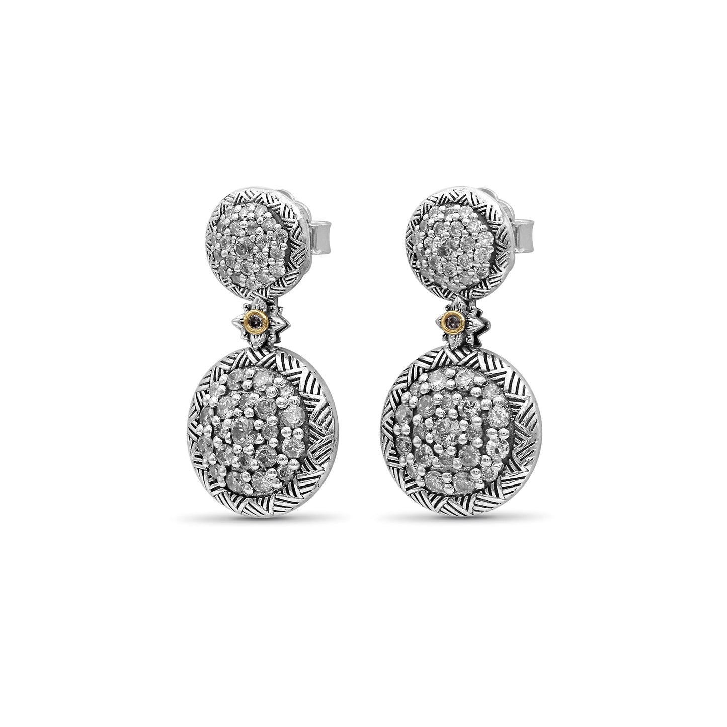 Garden Of Stephen 1.00ct White Diamond Earring in Sterling Silver with 18K Gold