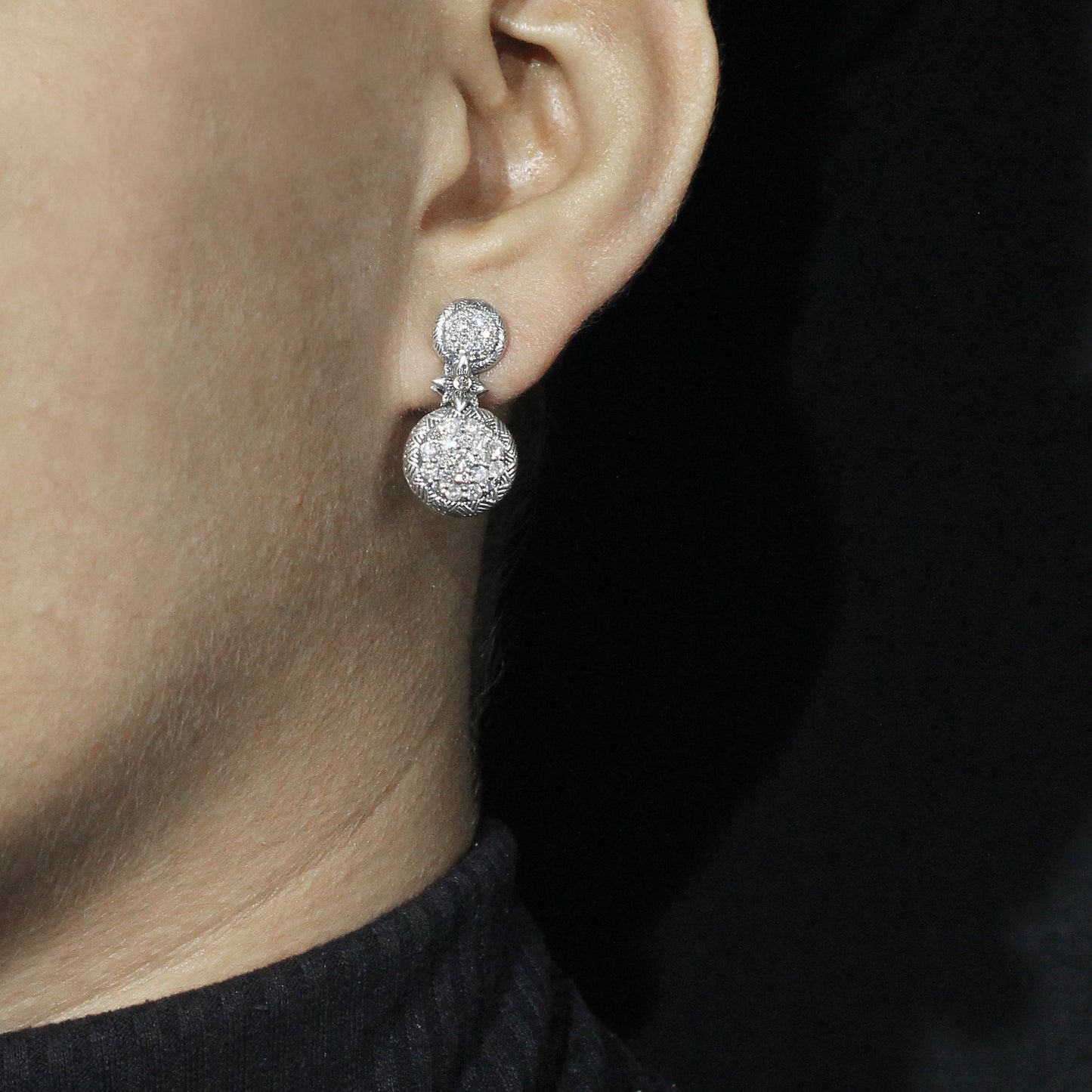 Garden Of Stephen 1.00ct White Diamond Earring in Sterling Silver with 18K Gold