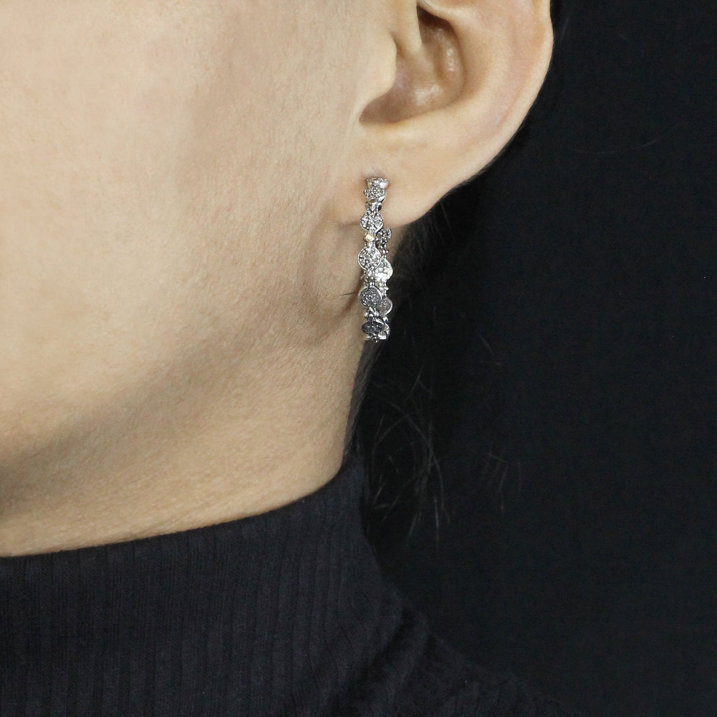 Garden Of Stephen 0.50ct White Diamond Earring in Sterling Silver with 18K Gold