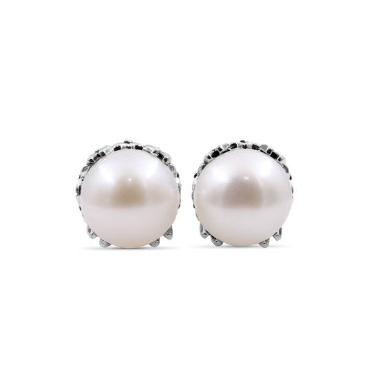 Pearlicious 8.00MM White Pearl Earring in Sterling Silver