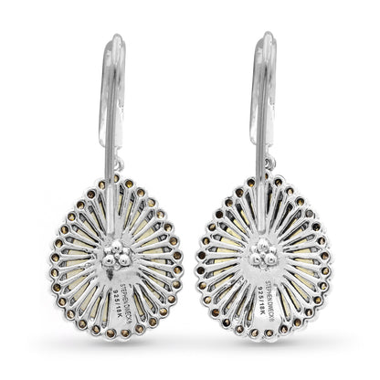 Carventurous Internally Carved Natural Quartz Gold Lining with Champagne Diamond Earring in Sterling Silver