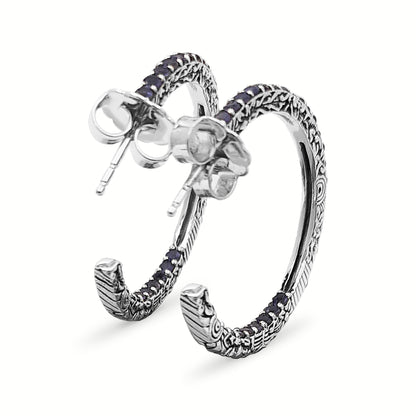 Kyoto Iolite Hoop Earrings in Sterling Silver