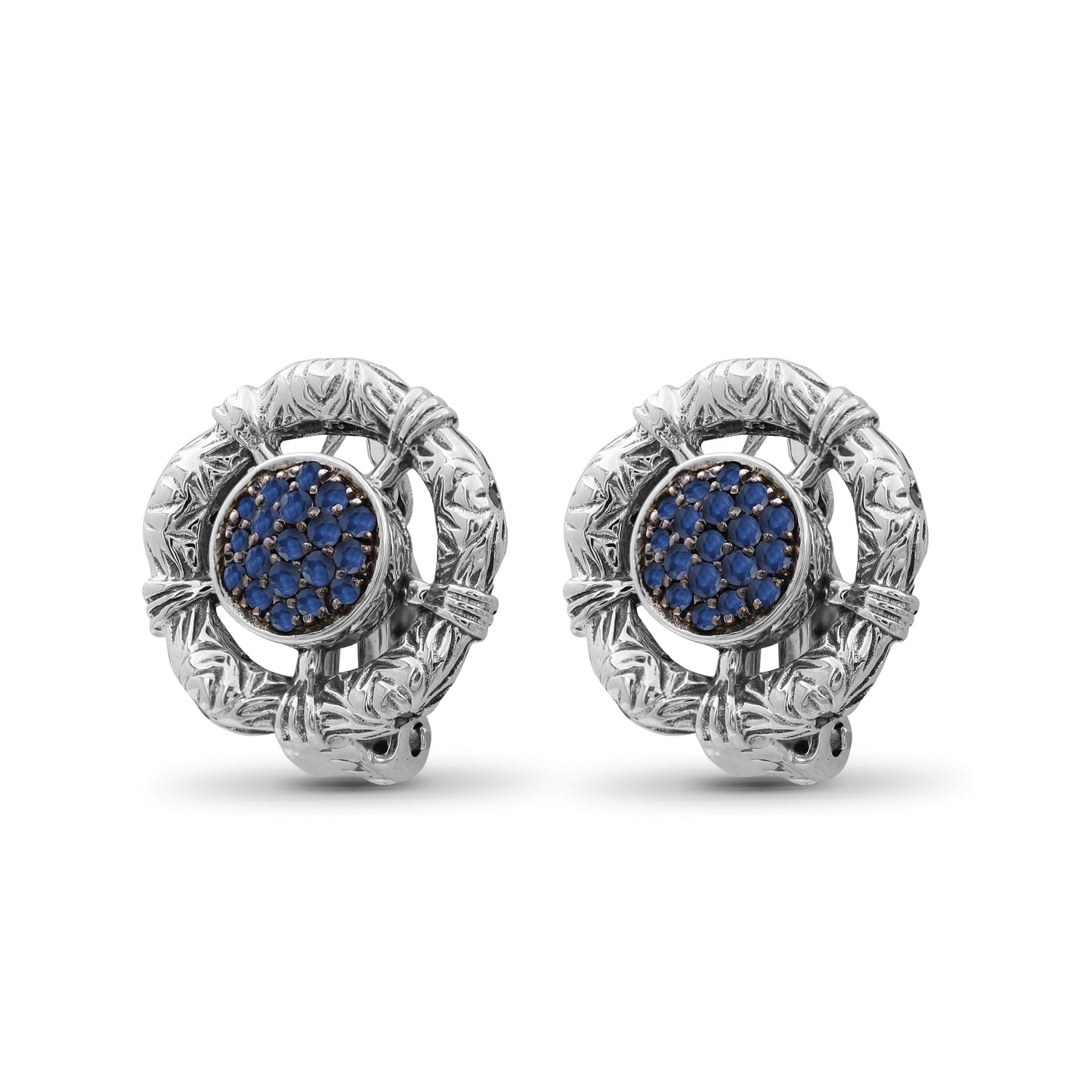 Kyoto Blue Sapphire Earring in Sterling Silver