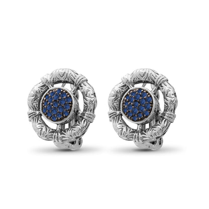 Kyoto Blue Sapphire Earring in Sterling Silver