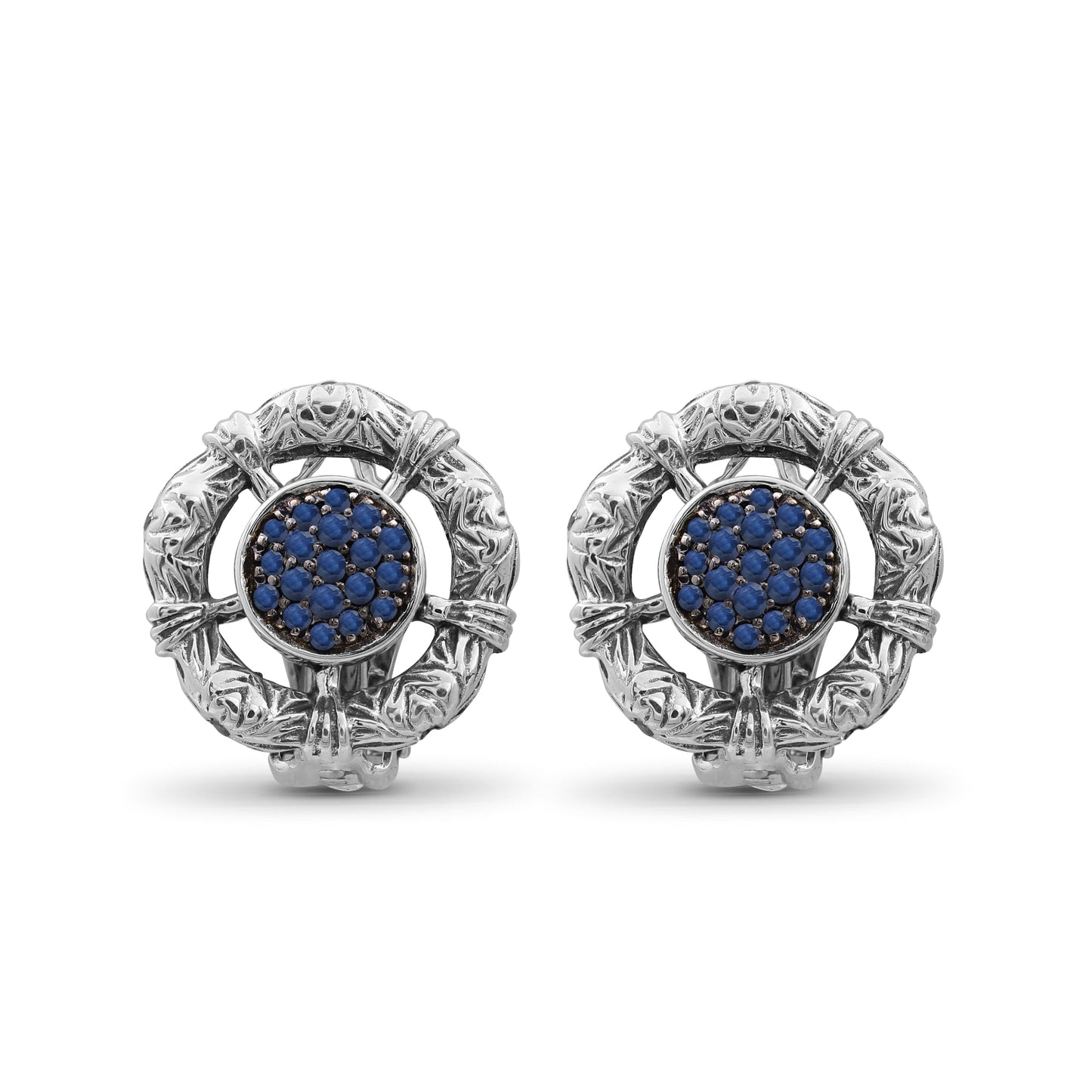 Kyoto Blue Sapphire Earring in Sterling Silver