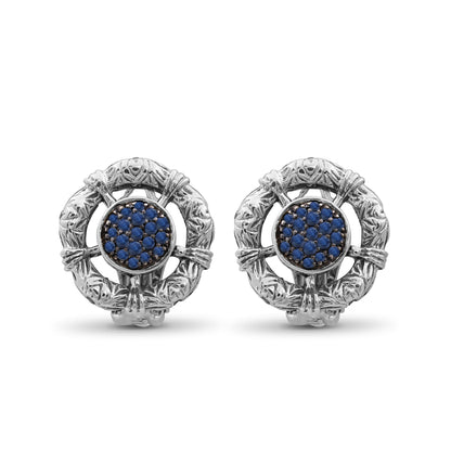 Kyoto Blue Sapphire Earring in Sterling Silver