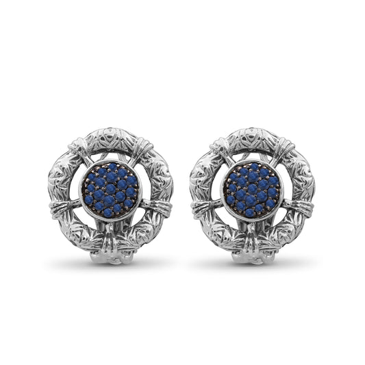 Kyoto Blue Sapphire Earring in Sterling Silver