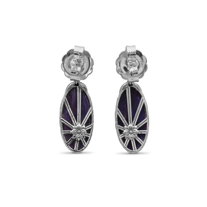 Terraquatic Pearl and Sugilite Earring in Sterling Silver
