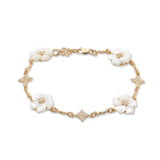 Colorbloom 14mm White Mother of Pearl Flower and White Diamond 0.35ct Bracelet in 18K Gold