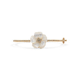 Colorbloom 22mm White Mother of Pearl Flower and White Diamond 0.45ct Bangle in 18K Gold