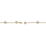 Colorbloom 8mm White Mother of Pearl Flower and White Diamond Bracelet in 18K Gold