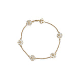 Colorbloom 8mm White Mother of Pearl Flower and White Diamond Bracelet in 18K Gold