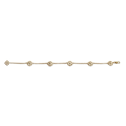 Colorbloom 8mm White Mother of Pearl Flower and White Diamond Bracelet in 18K Gold