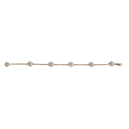 Colorbloom 8mm White Mother of Pearl Flower and White Diamond Bracelet in 18K Gold