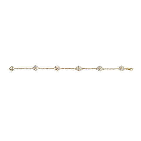White Mother of Pearl and White Diamond 0.03ct Bracelet in 18K Gold