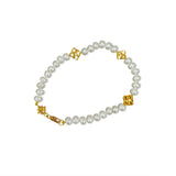 Pearlicious 4mm White Pearl and White Diamond 0.10ct Bracelet in 18K Gold