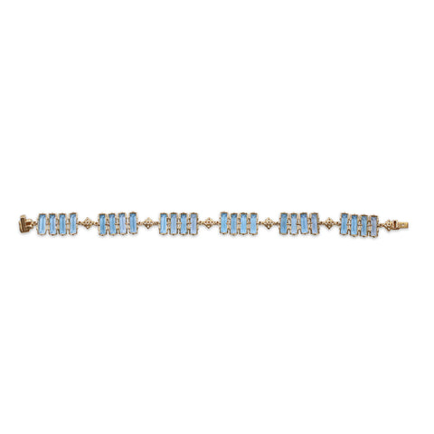 Luxury Swiss Blue Topaz and Diamond Bracelet in 18K Gold