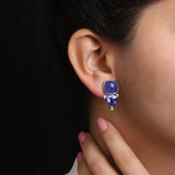 Luxury Tanzanite 22ct and Diamond 0.15ct Earring in 18K Gold
