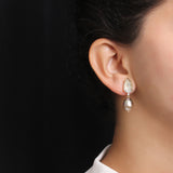 Luxury Carved Tourmaline Southsea Tihitian Pearl and White Diamond Earring in 18k gold