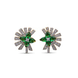Sunray Emerald 1.05ct and Diamond 0.55ct Earring in 18K Gold