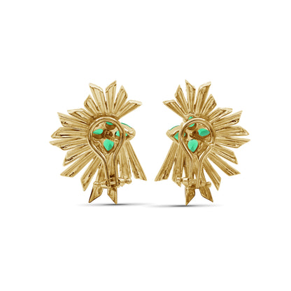 Sunray Emerald 1.05ct and Diamond 1.85ct Earring in 18K Gold