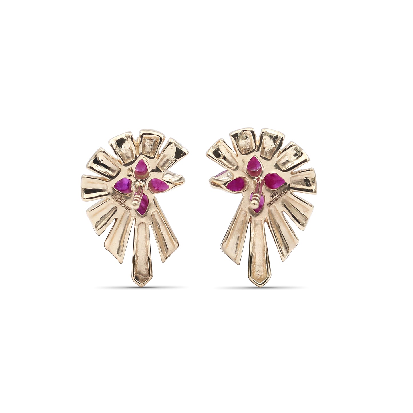 Sunray Ruby 0.64ct and Diamond 0.50ct Earring in 18K Gold