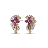 Sunray Ruby 0.64ct and Diamond 0.50ct Earring in 18K Gold