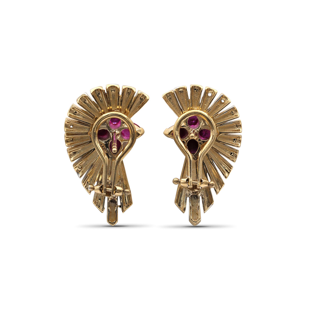Sunray Ruby 1.55ct and Diamond 1.25ct Earring in 18K Gold
