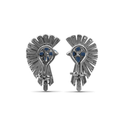 Sunray Sapphire 1.60ct and Diamond 1.25ct Earring in 18K Gold