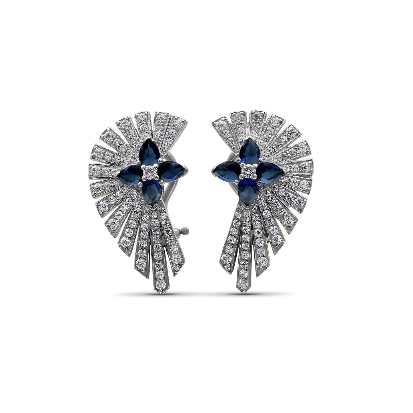 Sunray Sapphire 1.60ct and Diamond 1.25ct Earring in 18K Gold