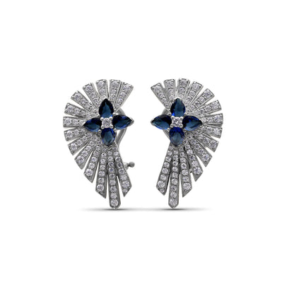 Sunray Sapphire 1.60ct and Diamond 1.25ct Earring in 18K Gold