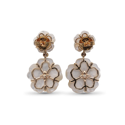 Colorbloom 14mm, 22mm White Mother of Pearl and White Diamond 0.18ct Earring in 18K Gold