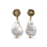 Pearlicious 20 x 15 White Baroque Pearl and White Diamond 0.30ct Earring in 18K Gold